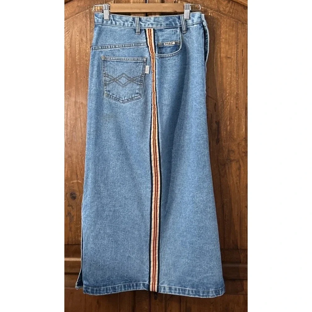 VTG NOS Women's Y2K Revolt Jean‎ Maxi Skirt NWT Sz 7/8 Hong Kong Denim NEW 90's